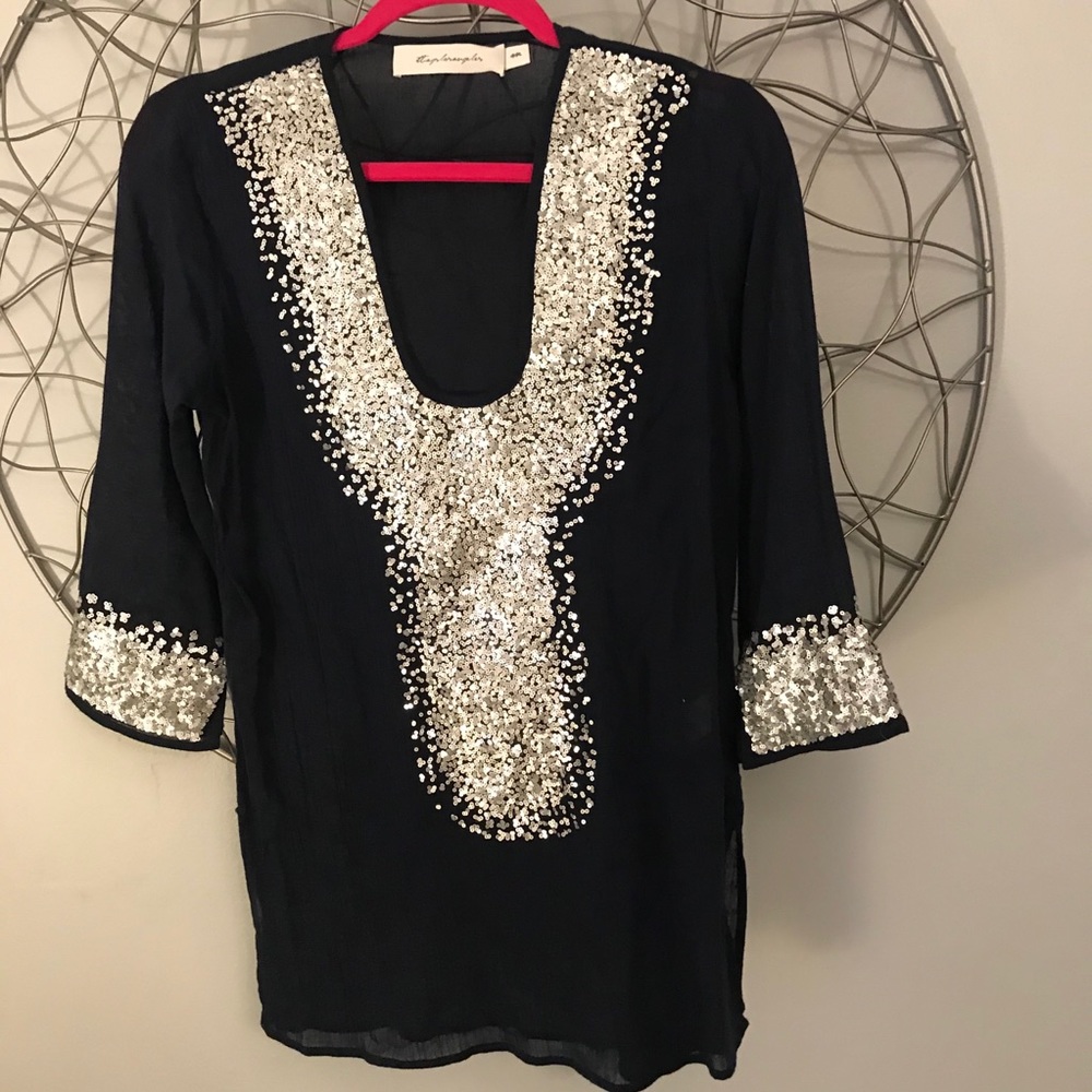 NWOT T-Bags Los Angeles navy & silver tunic